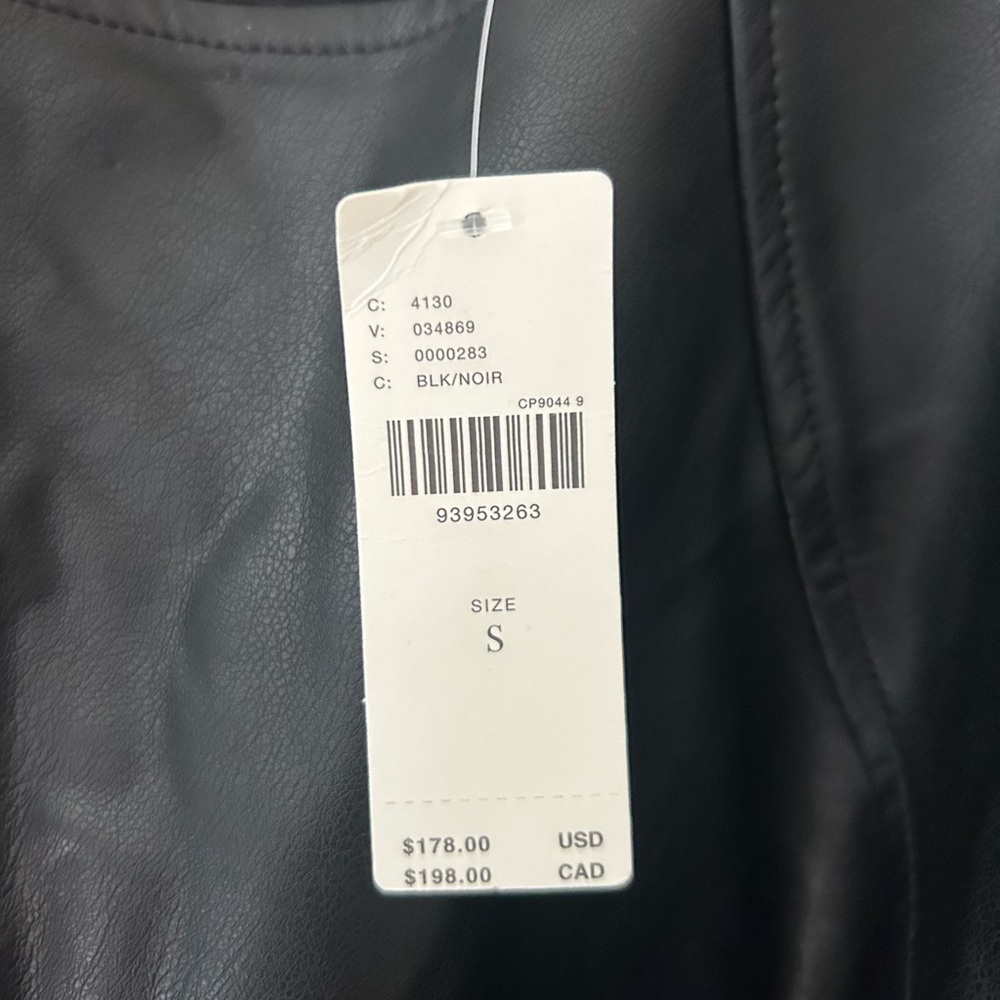 ⭐️ NEW Maeve Anthropologie Small Black Faux Leather Mini Dress With Pockets - Picture 8 of 13